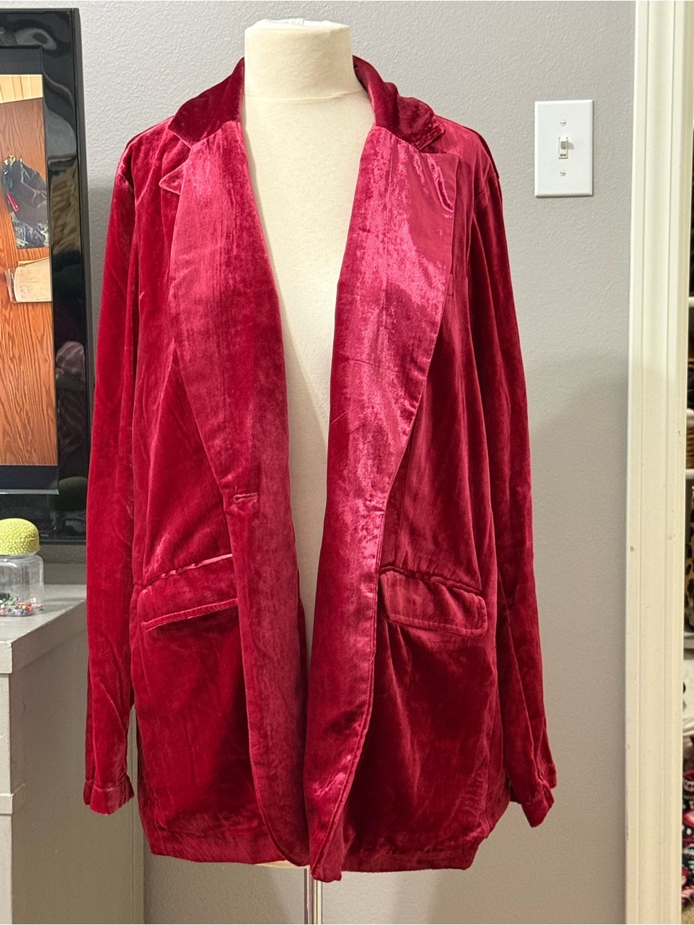 Torrid Size 2 Red Velvet Boyfriend Blazer Jacket Plus Size